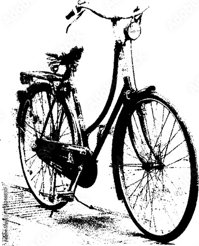 Vintage bicycle art in high contrast black and white for retro design projects