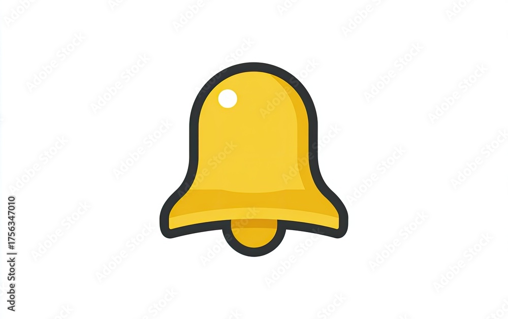 Fototapeta premium A simple, stylized illustration of a gold bell with a dark outline on a white background