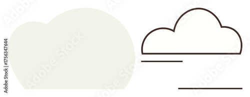 Abstract cloud forms including filled and outlined styling with simple lines. Ideal for weather, technology, storage, simplicity, minimalism, eco-concepts, connection. Minimal flat metaphor