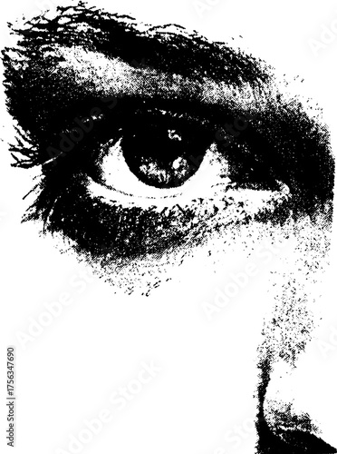 Intense human eye in black and white high contrast for artistic design and visual impact