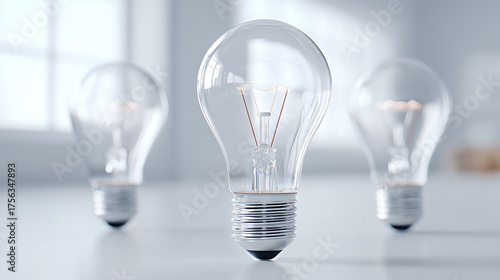 Light bulbs with glowing filament, symbolizing ideas and innovation.