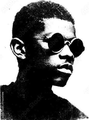 Retro grunge portrait of man in sunglasses with high contrast effect