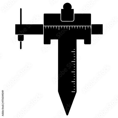 Silhouette of Vernier Caliper on white background