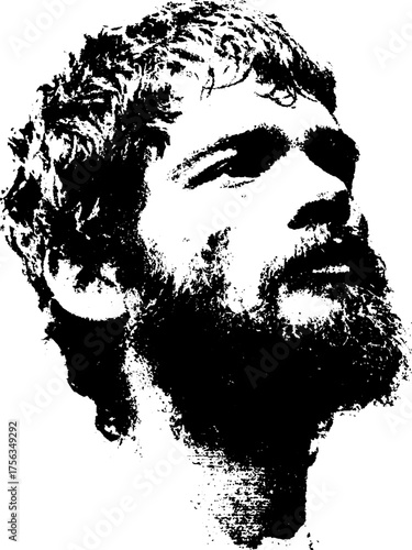 Monochrome high contrast portrait of a young man in black and white