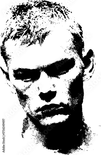 Monochrome abstract portrait with geometric elements for print design