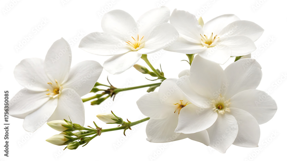 Obraz premium White colour cute flowers cut out on PNG. Isolated on white. AI GENERATED.