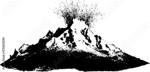 Chaotic paint splatter art featuring volcanic eruption in high contrast design