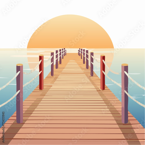 Wooden Pier Extending into the Ocean.