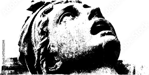 Emotional expression in monochrome: high contrast black and white statue art for print design