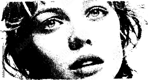 Dramatic black and white portrait with cross for artistic design in punk and grunge style