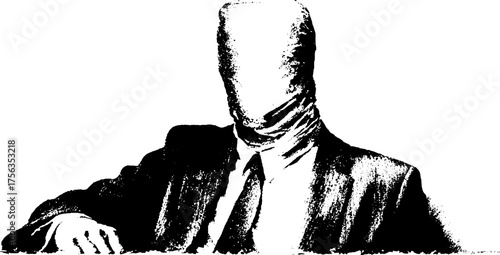 Faceless man in suit - high contrast black and white art for modern design and mood expression