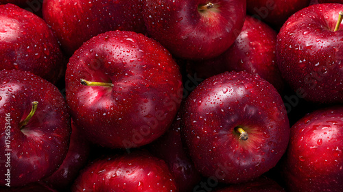 Red apples glisten with droplets. Perfect for food photography, product staging, or branding mockups.