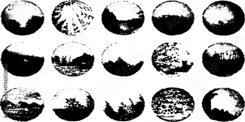 Abstract black and white geometric circle illustration with high contrast design for visual art projects