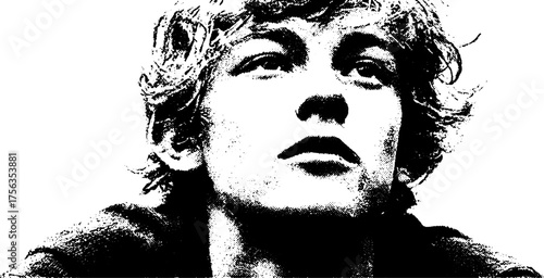 Striking black and white geometric portrait with high contrast design for artistic decor