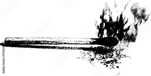 Burnt match in high contrast black and white | artistic grunge design for poster or tattoo