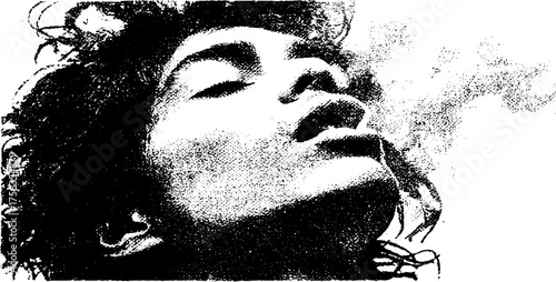 Black and white high contrast portrait of expressive human form