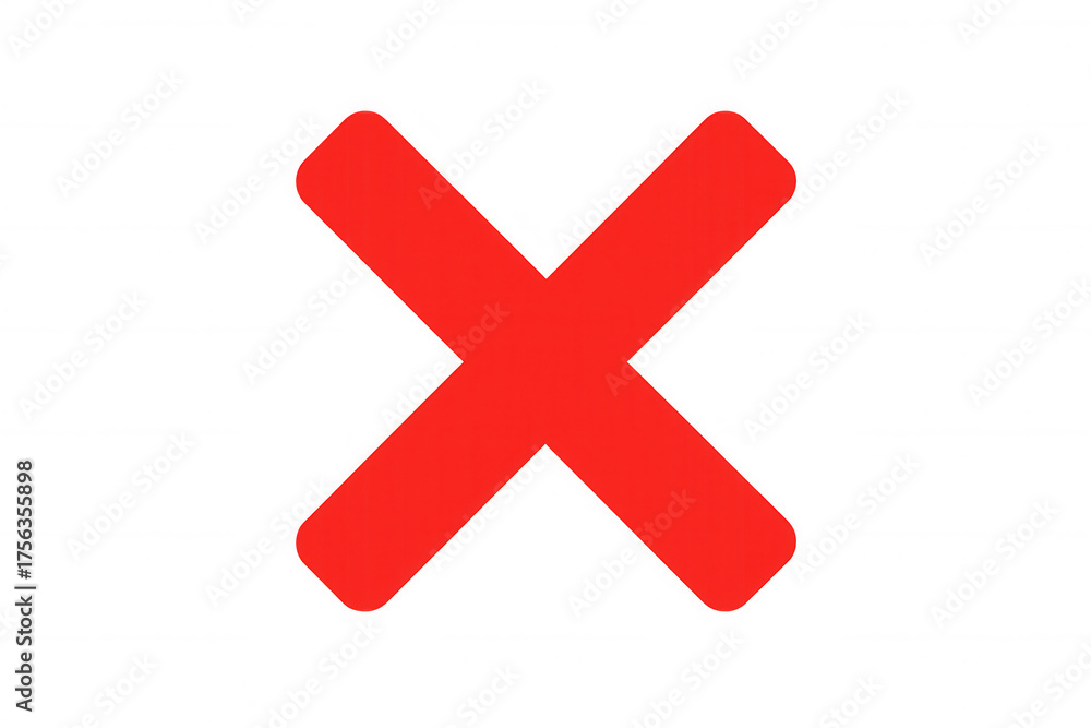 Fototapeta premium Red cross mark indicating wrong, error, decline, or rejection, clear communication on transparent background
