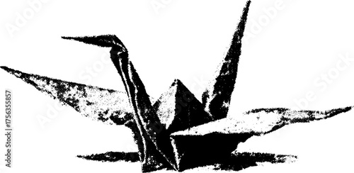 High contrast black and white origami crane design for artistic projects