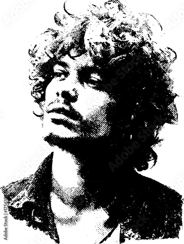 Gritty punk-inspired portrait with high contrast black and white effect