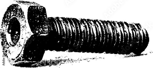 High contrast black and white metal screw illustration for industrial design