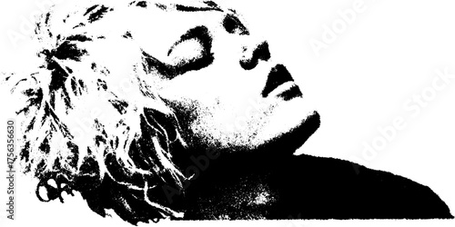 Black and white high contrast ink splatter portrait design for print and poster