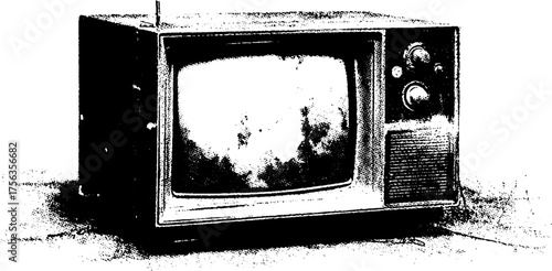 Black and white high contrast static tv noise illustration for retro aesthetic designs
