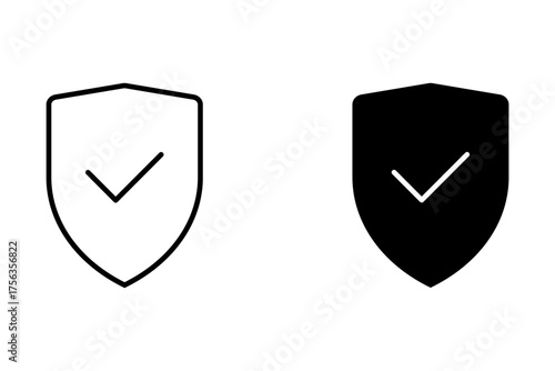 Shield check mark  icon set. Protection approve sign. Safe icon vector