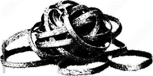 Monochrome high contrast tangle of thread for art and design projects