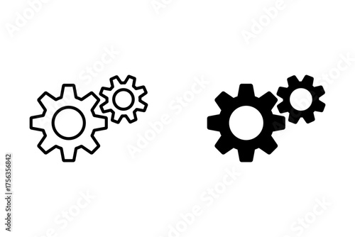 Gear icon set. Gear Settings symbol, cogwheel. Functions symbol. Settings icon vector Illustration.	