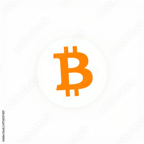 Minimalist image of orange Bitcoin symbol on white background
