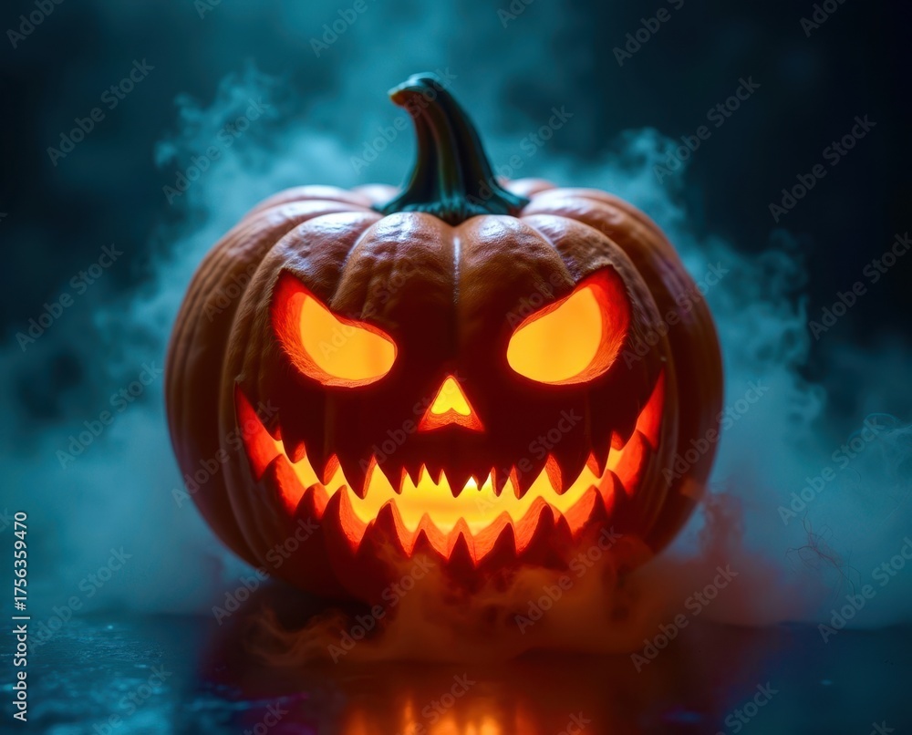 Naklejka premium halloween pumpkin on a black background