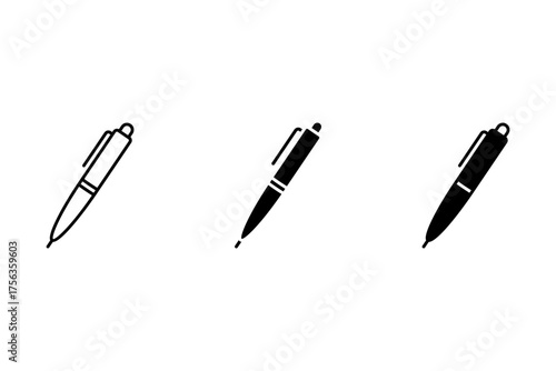 Pen icon in solid and stroke style. Flat illustration of vector icon on white background