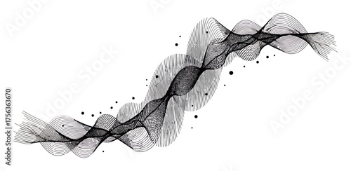 Abstract Aurora Wave Particle Vector, Space Weather Magnetic Field Visualization, Minimalist Design