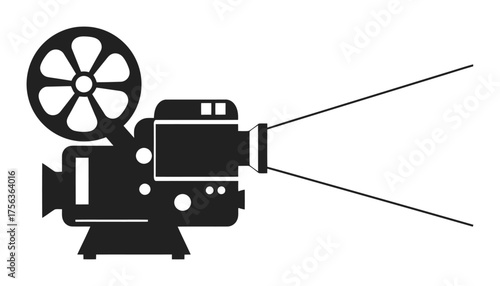 Vintage Film Projector Light Beam Flat Design Vector