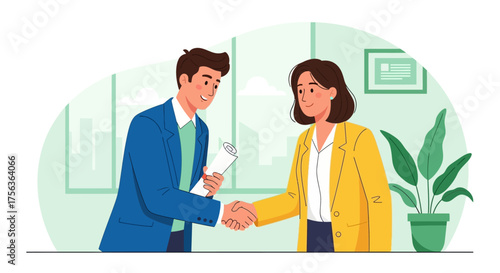 Professional Agreement Business Partners Concluding a Deal with a Handshake