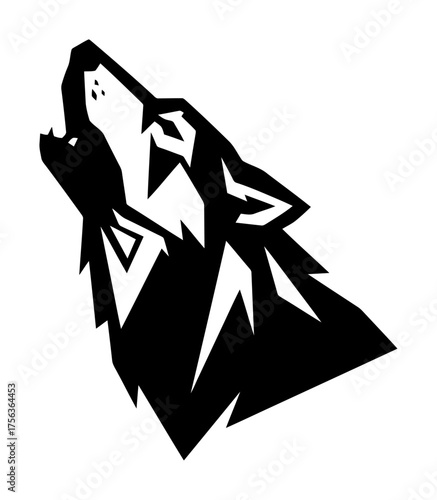 Geometric Wolf Howling Minimalist Vector - Angular Wilderness Predator