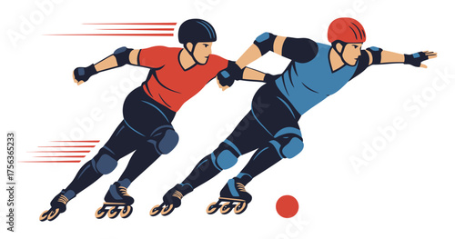 Retro Roller Derby Poster Vector Art - Vintage Skating Sport Design