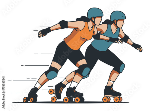 Retro Roller Derby Poster Vector Art - Vintage Skating Sport Design