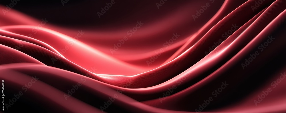 Obraz premium Elegant red gradient abstract waves — silky, flowing background for design projects