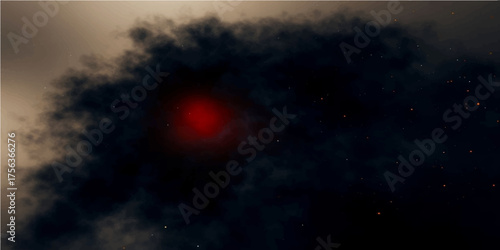 Dramatic abstract explosion in the dark blue sky cloudscape during a sunset