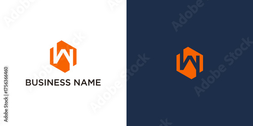 Modern Letter W and N Monogram Logo Design in Hexagon Shape for Construction and Corporate Branding