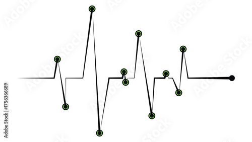 Dynamic heartbeat line with vibrant green accents, perfect for medical tech branding or conveying vital health awareness in modern designs