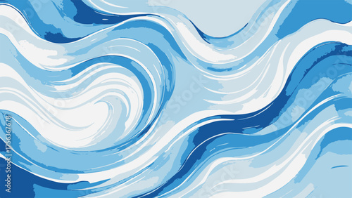 Abstract watercolor painting of flowing blue and white waves, blending soft gradients and smooth motion. Elegant fluid art symbolizing water movement, tranquility, and oceanic harmony.