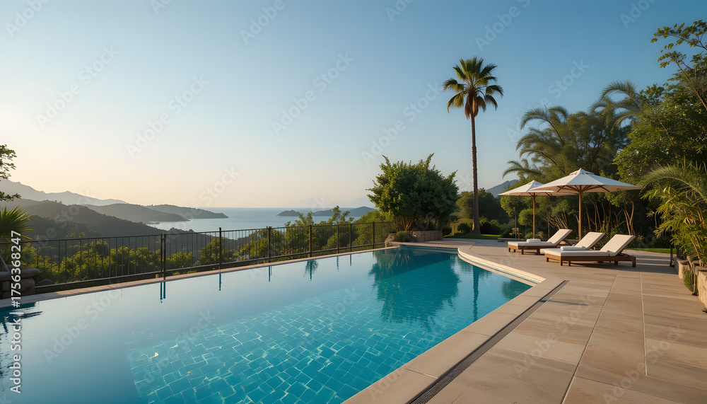 Fototapeta premium beautifull swimming pool in the middle of a gorgeous area