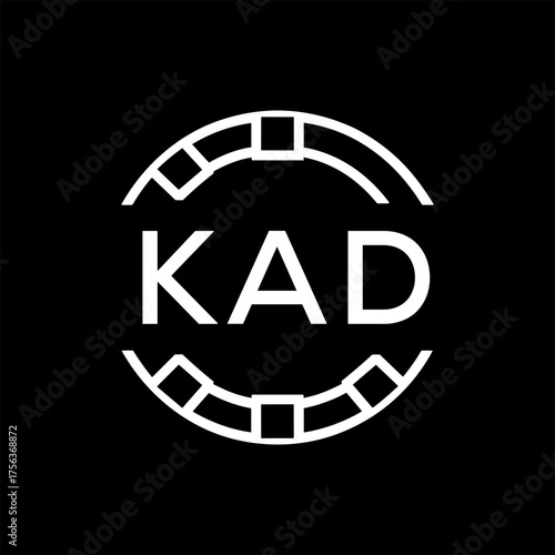 Clean Line Art Monogram Emblem for Brands, KAD Later Logo, Unique Letter  Logo with Circular Motif, 
