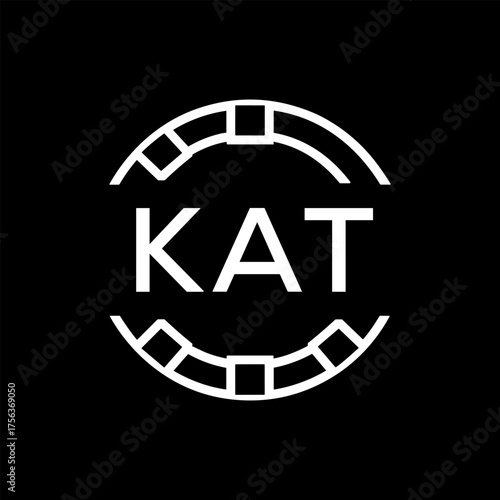 Clean Line Art Monogram Emblem for Brands, KAT Later Logo, Unique Letter  Logo with Circular Motif, 
