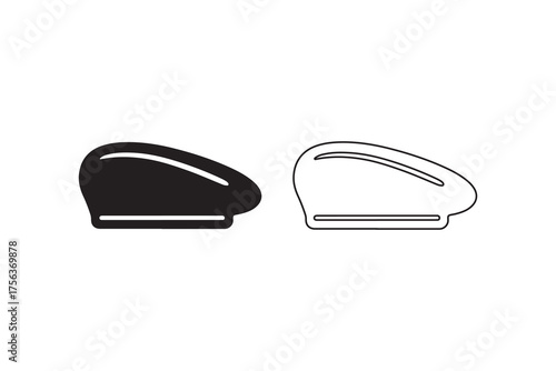 Vector beret hat set on white background