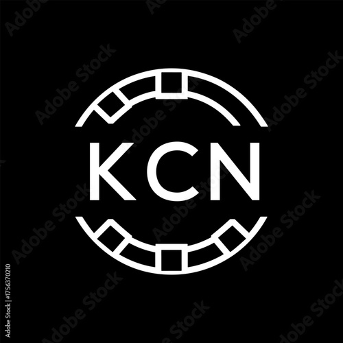 Clean Line Art Monogram Emblem for Brands, KCN Later Logo, Unique Letter  Logo with Circular Motif, 
