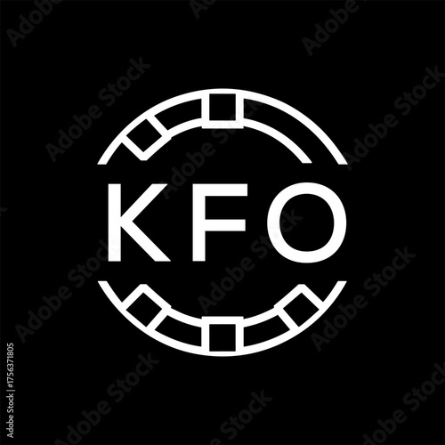 Clean Line Art Monogram Emblem for Brands, KFO Later Logo, Unique Letter  Logo with Circular Motif, 
