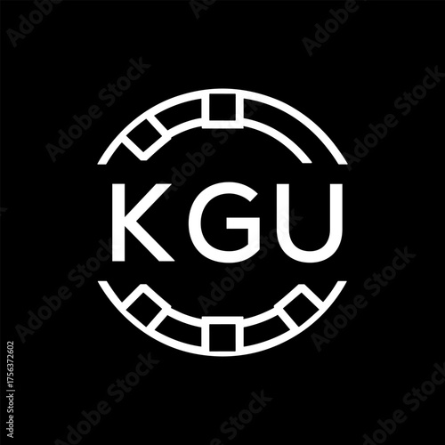 Clean Line Art Monogram Emblem for Brands, KGU Later Logo, Unique Letter  Logo with Circular Motif, 
